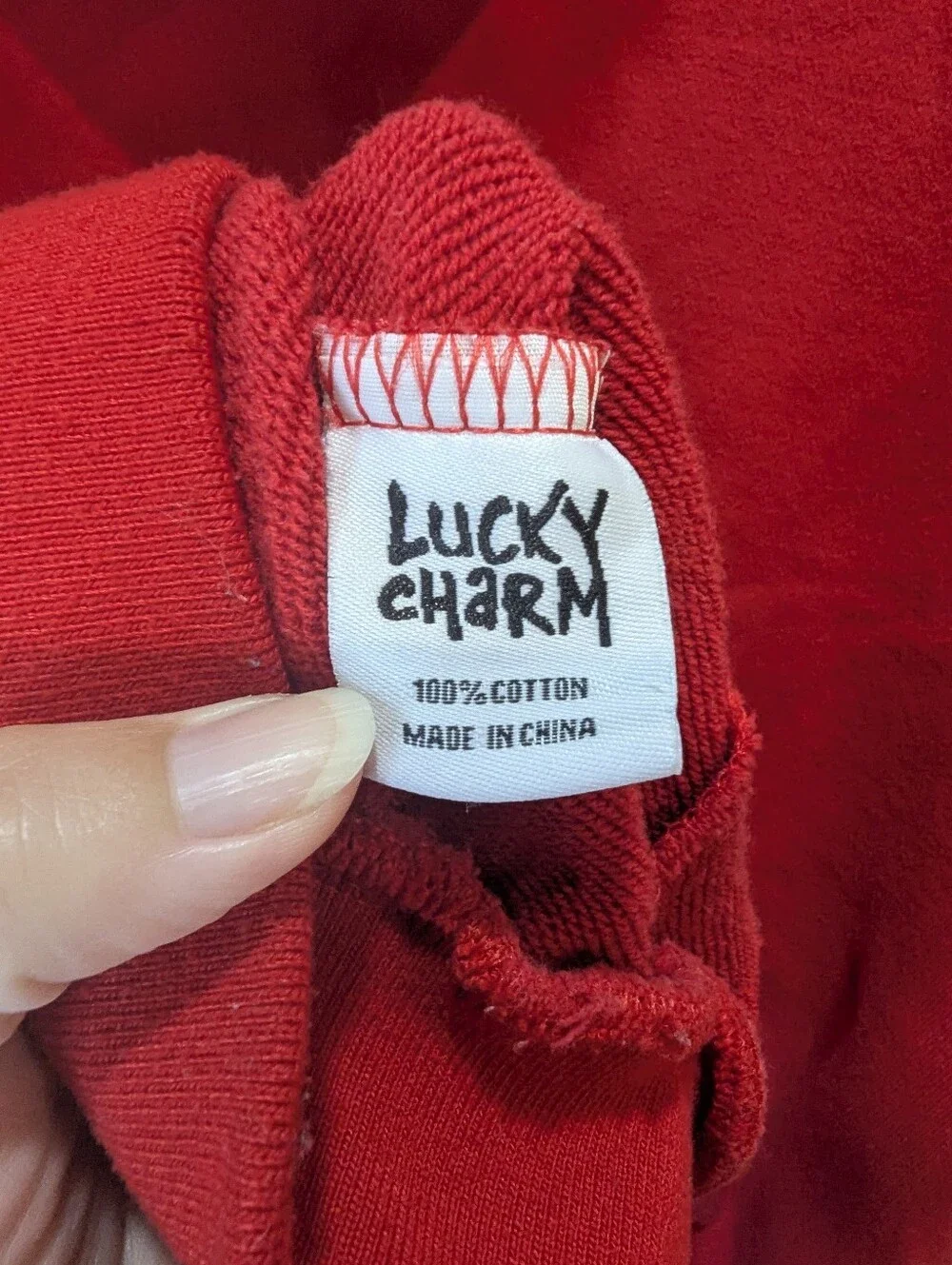 BKYS Lucky Charm Red Cotton Sweatsuit With Rhinestone Bunny Kids Size XL